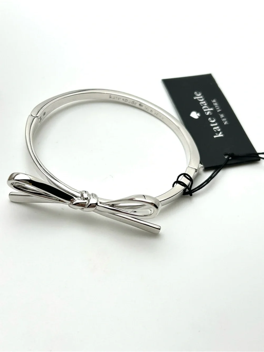Kate Spade Skinny Mini Silver Hinged Bangle Bracelet NWT - Picture 2 of 4
